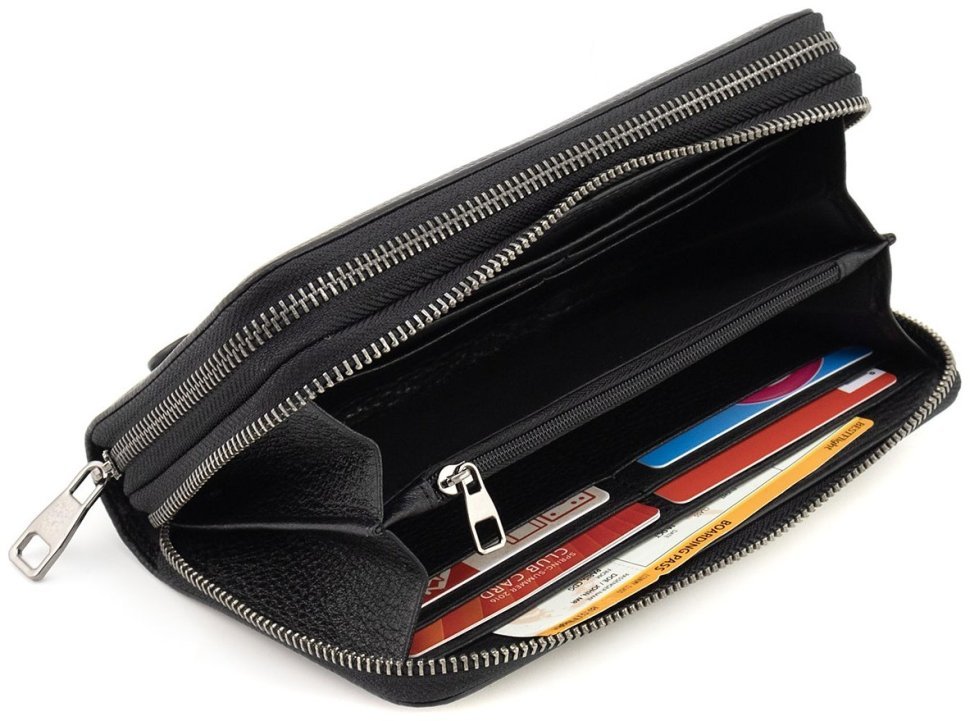 Чоловічий шкіряний клатч на дві блискавки Marco Coverna 90866 чорного кольору modnotak фото №11