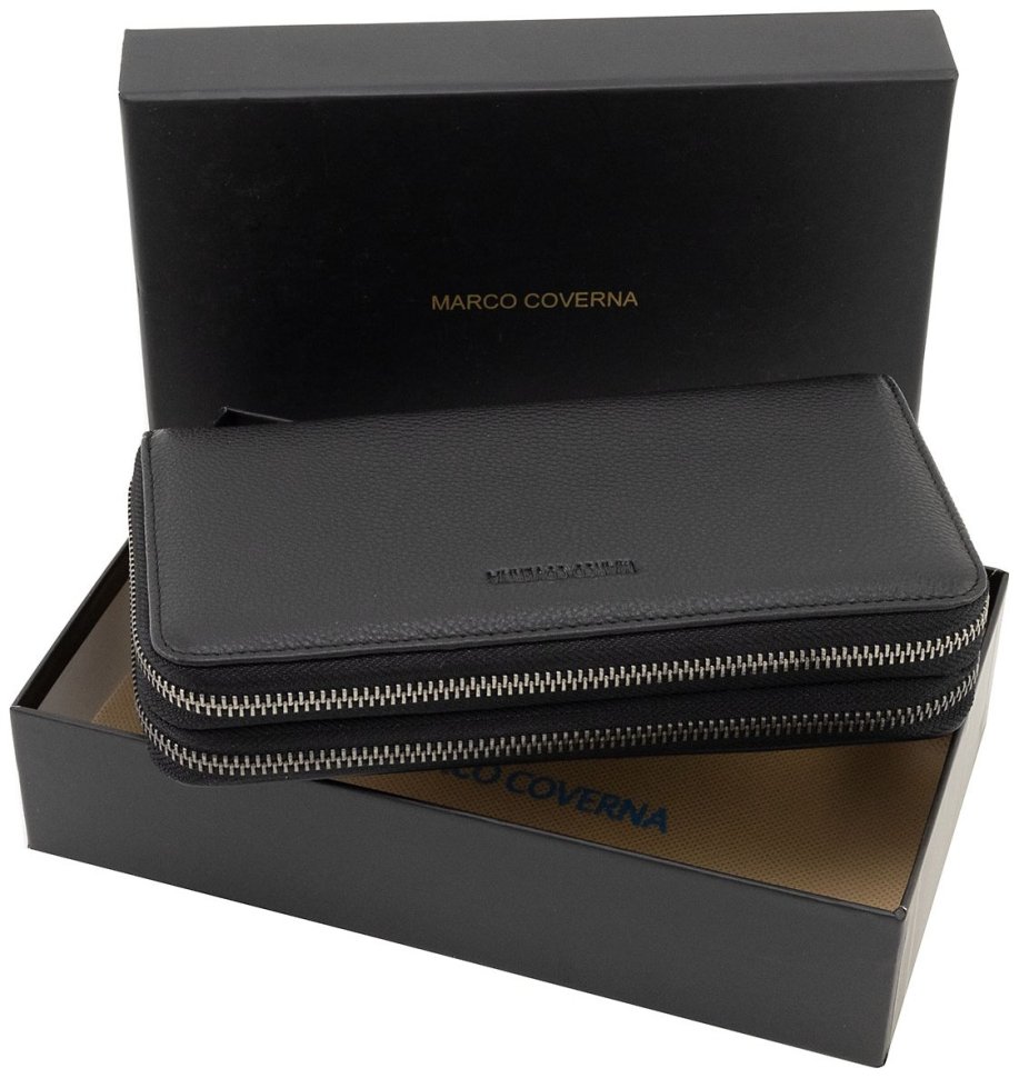 Чоловічий шкіряний клатч на дві блискавки Marco Coverna 90866 чорного кольору modnotak фото №12