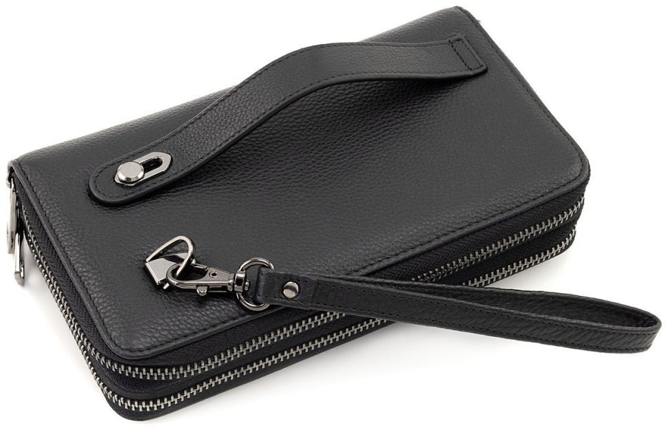 Чоловічий шкіряний клатч на дві блискавки Marco Coverna 90866 чорного кольору modnotak фото №5