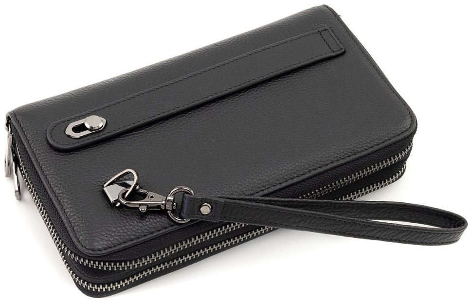 Чоловічий шкіряний клатч на дві блискавки Marco Coverna 90866 чорного кольору modnotak фото №4