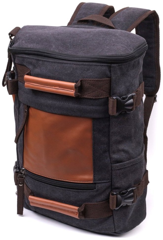 Текстильный большой сумка рюкзак 2 в 1 Vintage Style 90966 черный modnotak фото №1