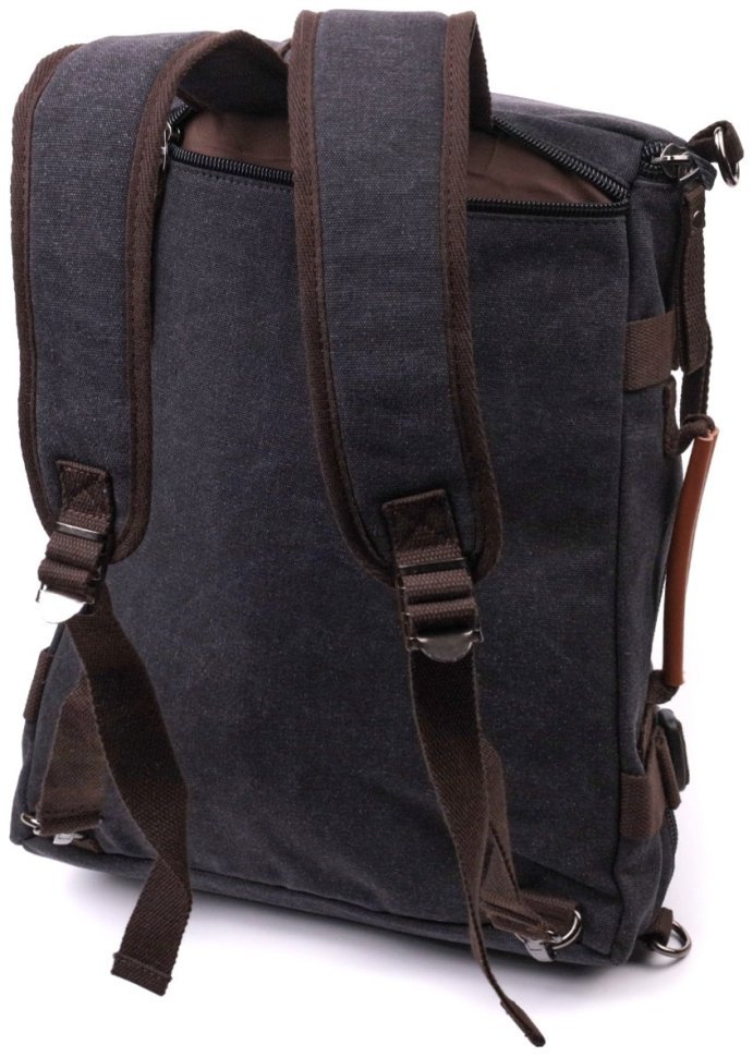 Текстильный большой сумка рюкзак 2 в 1 Vintage Style 90966 черный modnotak фото №2