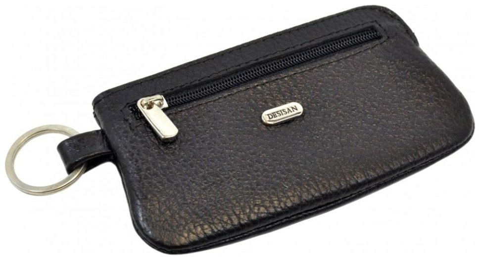 Черная ключница из фактурной кожи на молниевой застежке Desisan 81366 modnotak фото №4