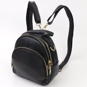 Маленька жіноча сумка-рюкзак із якісної шкіри чорного кольору Vintage (20690)