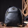 Маленькая женская сумка-рюкзак из качественной кожи черного цвета Vintage (20690) - 9