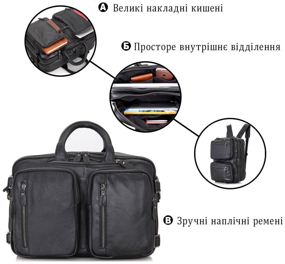 Функциональная сумка трансформер из фактурной кожи VINTAGE STYLE (14058) modnotak фото №12