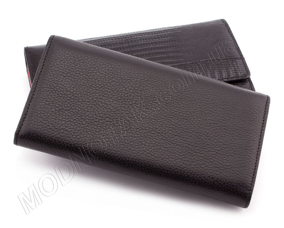 Шкіряний чорний гаманець невеликого розміру - KARYA (17075)