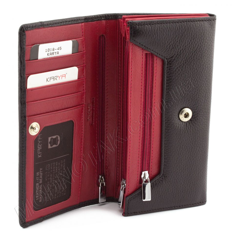 Шкіряний чорний гаманець невеликого розміру - KARYA (17075)