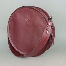 Круглая сумка на молнию из качественной кожи бордового цвета BlankNote (42066)