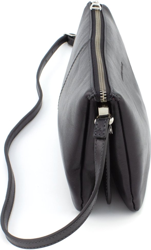 Жіноча сумка-клатч із натуральної чорної шкіри на блискавці Grande Pelle (15707)