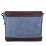 Мужская синяя сумка-мессенджер из ткани с кожаным клапаном бренда Tarwa (19864) - 3