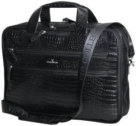 Сумка для ноутбука 15.6″ чорного кольору у шкірі під рептилію Vip Collection 102366