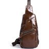 Вертикальная сумка-рюкзак через плечо из качественной кожи коричневого цвета Vintage (14873) - 1