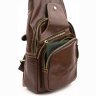 Вертикальная сумка-рюкзак через плечо из качественной кожи коричневого цвета Vintage (14873) - 3