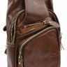 Вертикальная сумка-рюкзак через плечо из качественной кожи коричневого цвета Vintage (14873) - 5