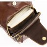 Вертикальная сумка-рюкзак через плечо из качественной кожи коричневого цвета Vintage (14873) - 6