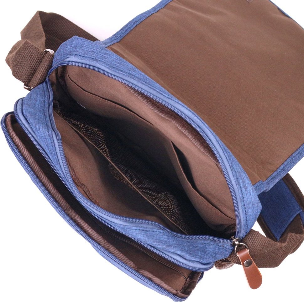 Синя чоловіча сумка-барсетка з текстилю Vintage (2421264)