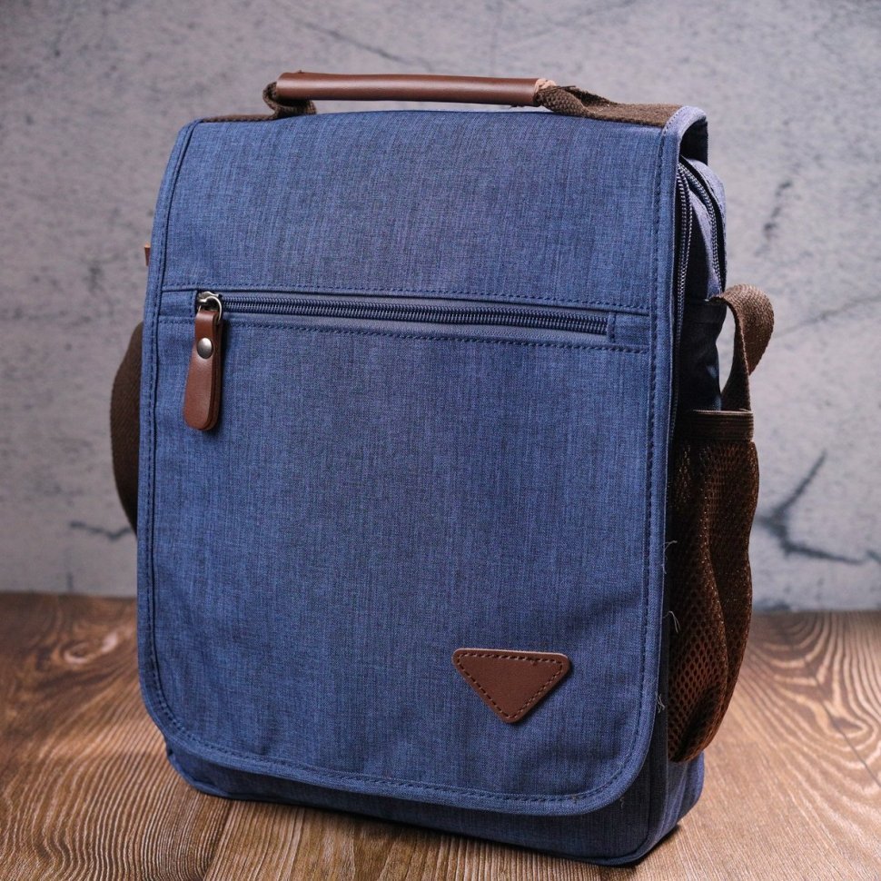 Синяя мужская сумка-барсетка из текстиля Vintage (2421264)