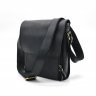 Добротная вертикальная мужская сумка на плечо из винтажной кожи черного цвета TARWA (19678) - 1