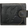 Шкіряне чоловіче портмоне чорного кольору з орлом Vintage (2420232) - 1