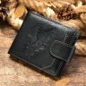 Кожаное мужское портмоне черного цвета с орлом Vintage (2420232) - 6