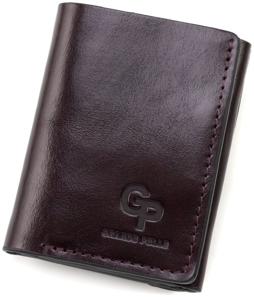 Портмоне женское небольших размеров Grande Pelle 82766 бордового цвета modnotak фото №1