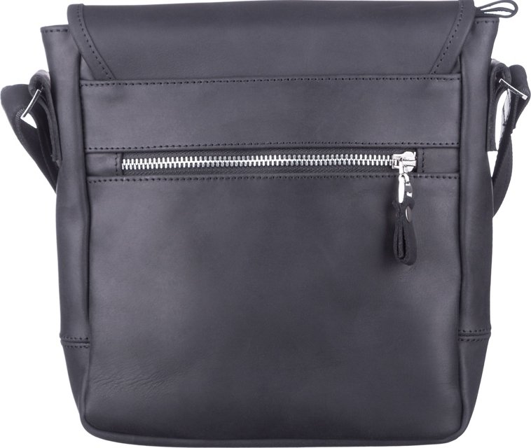 Черная матовая мужская сумка на плечо из натуральной кожи SHVIGEL (11037)