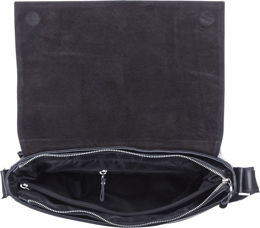 Чорна матова чоловіча сумка на плече з натуральної шкіри SHVIGEL (11037)