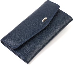 Синій жіночий гаманець із натуральної шкіри флотар із клапаном CANPELLINI (2421702)