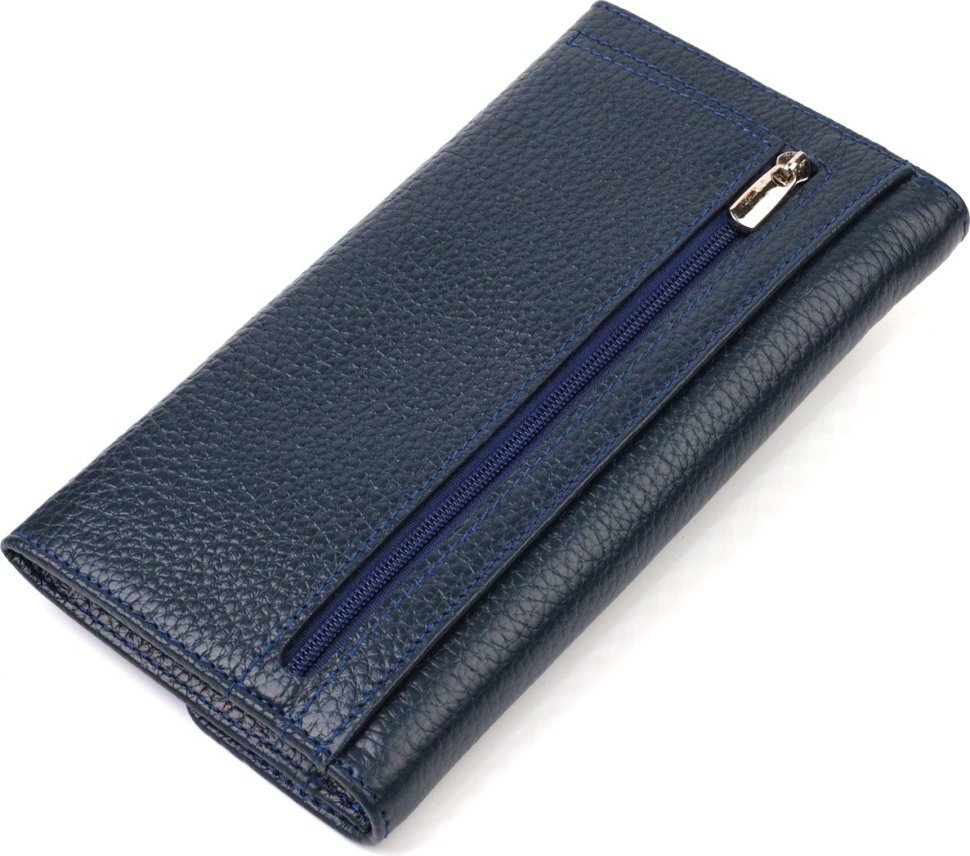 Синій жіночий гаманець із натуральної шкіри флотар із клапаном CANPELLINI (2421702)