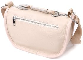 Жіноча шкіряна сумка через плече з текстильним ременем Vintage 103166 білого кольору