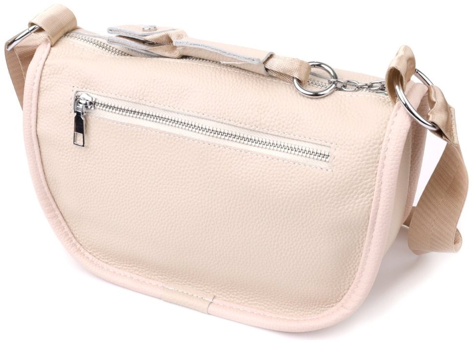 Женская кожаная сумка через плечо с текстильным ремнем Vintage 103166 белого цвета фото №2 Женская кожаная сумка через плечо с текстильным ремнем Vintage 103166 белого цвета modnotak фото №2