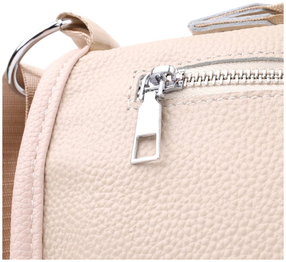 Женская кожаная сумка через плечо с текстильным ремнем Vintage 103166 белого цвета фото №6 Женская кожаная сумка через плечо с текстильным ремнем Vintage 103166 белого цвета modnotak фото №6