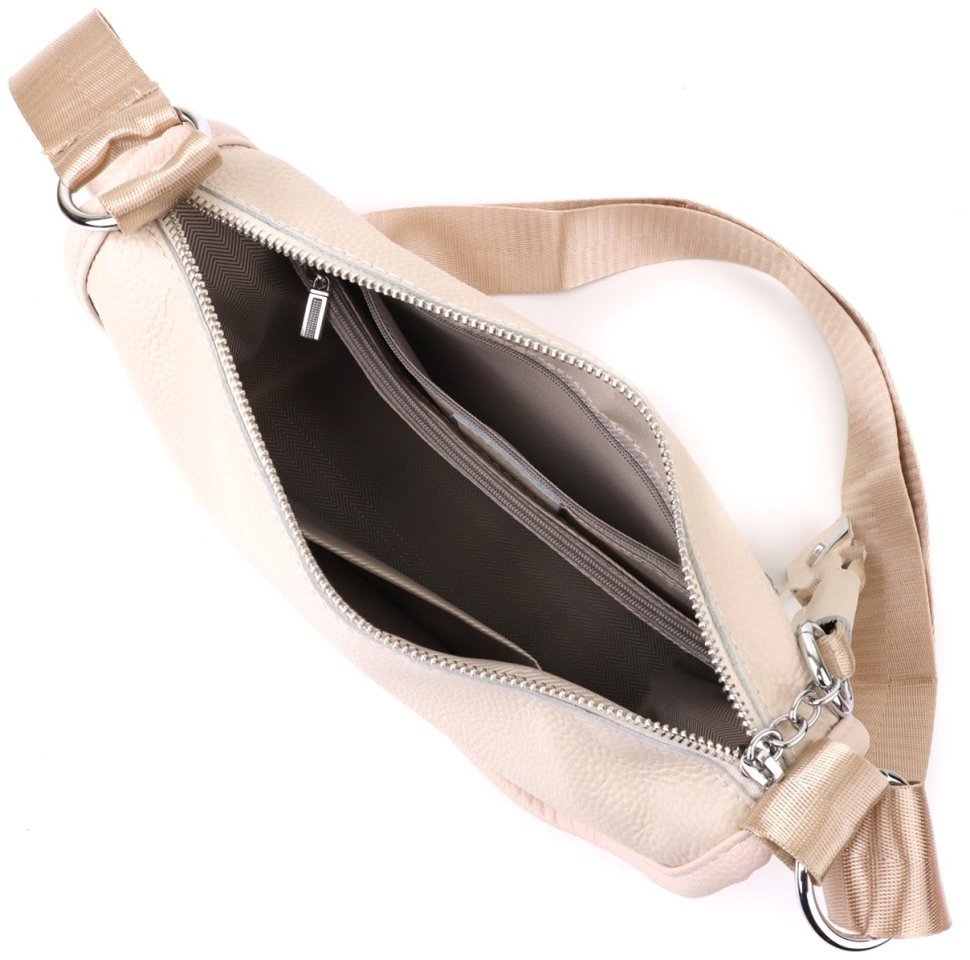 Женская кожаная сумка через плечо с текстильным ремнем Vintage 103166 белого цвета фото №7 Женская кожаная сумка через плечо с текстильным ремнем Vintage 103166 белого цвета modnotak фото №7