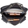 Багатофункціональна шкіряна сумка чорного кольору з карманами VINTAGE STYLE (14204) - 9