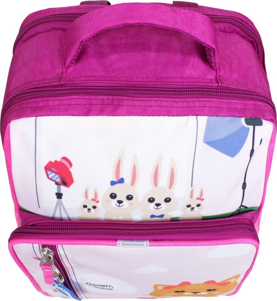 Рожевий шкільний рюкзак для дівчинки з текстилю з принтом Bagland 53266