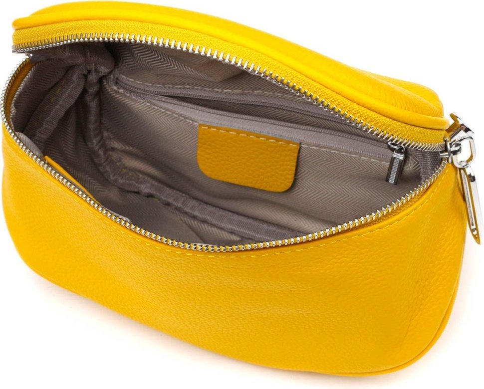 Желтая женская сумка через плечо из натуральной кожи Vintage (2422116)