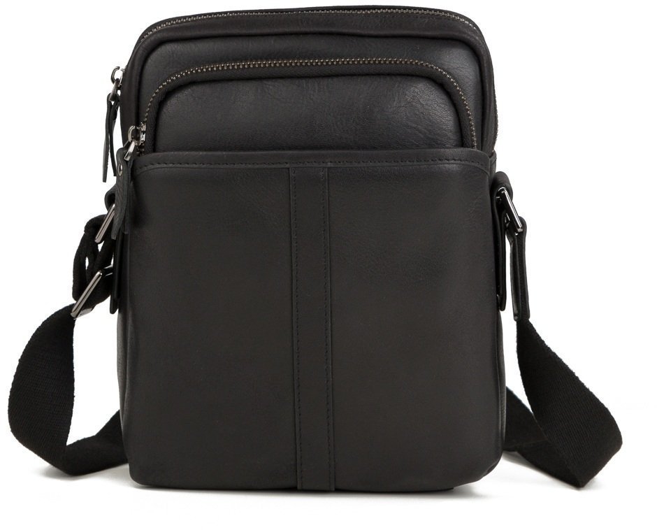 Мужская черная сумка-планшет из натуральной кожи через плечо Tiding Bag (15818)