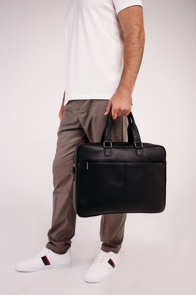 Ділова чоловіча шкіряна сумка для ноутбука та документів з ручками Tiding Bag (21579)
