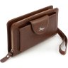Шкіряний гаманець-клатч із високоякісної шкіри коричневого кольору KARYA (19902) - 1