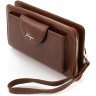 Шкіряний гаманець-клатч із високоякісної шкіри коричневого кольору KARYA (19902) - 3