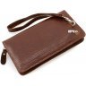 Кожаный кошелек-клатч из высококачественной кожи коричневого цвета KARYA (19902) - 5