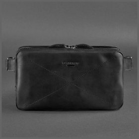 Черная сумка бананка из винтажной кожи на молнии BlankNote Dropbag Maxi (12734)