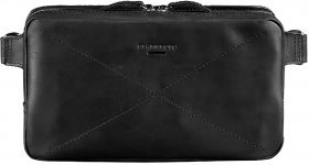 Чорна сумка бананка з вінтажній шкіри на блискавці BlankNote Dropbag Maxi (12734)