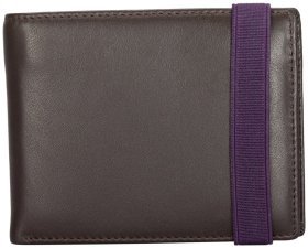 Чоловічий гаманець з гладкої шкіри на резинці без монетниці Smith & Canova 93866 коричневого кольору