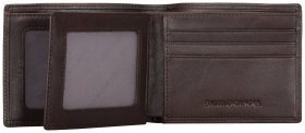 Чоловічий гаманець з гладкої шкіри на резинці без монетниці Smith & Canova 93866 коричневого кольору