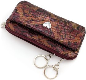 Большая разноцветная женская ключница из натуральной кожи под змею KARYA (15993)