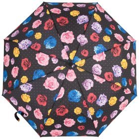 Женский зонт Fulton L354 Minilite-2 Flower Bomb (механика, складной, черный с принтом бутонов) 93966