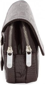 Чоловіча коричнева барсетка з натуральної шкіри під крокодила KARYA (19080)