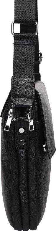 Солідна чоловіча шкіряна сумка через плече чорного забарвлення Keizer (21924)